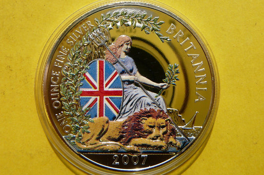 2 FUNT BRYTANIA 2007 LEW RYCERZ KOBIETA Ag99 KOLOR