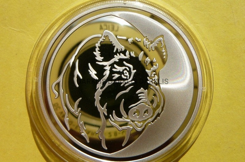 3 RUBLE ROSJA 2007-ŚWINIA ROK KSIĘŻYCOWY -Ag 33,8g