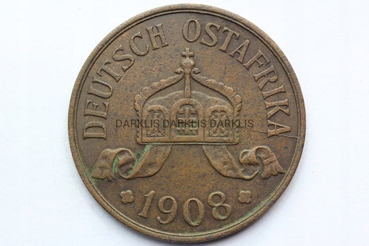 5 HELLER NIEMIECKA AFRYKA WSCHODNIA 1908 J RZADKA