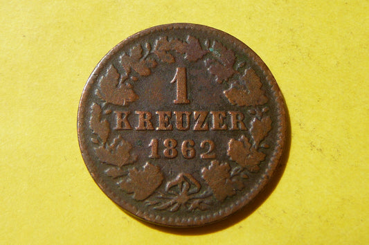 KREUZER KRAJCAR KSIĘSTWO NASSAU 1862 STAN! darklis