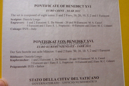 KMS EURO WATYKAN 2011 PAPIEŻ BENEDYKT XVI MENNICZE