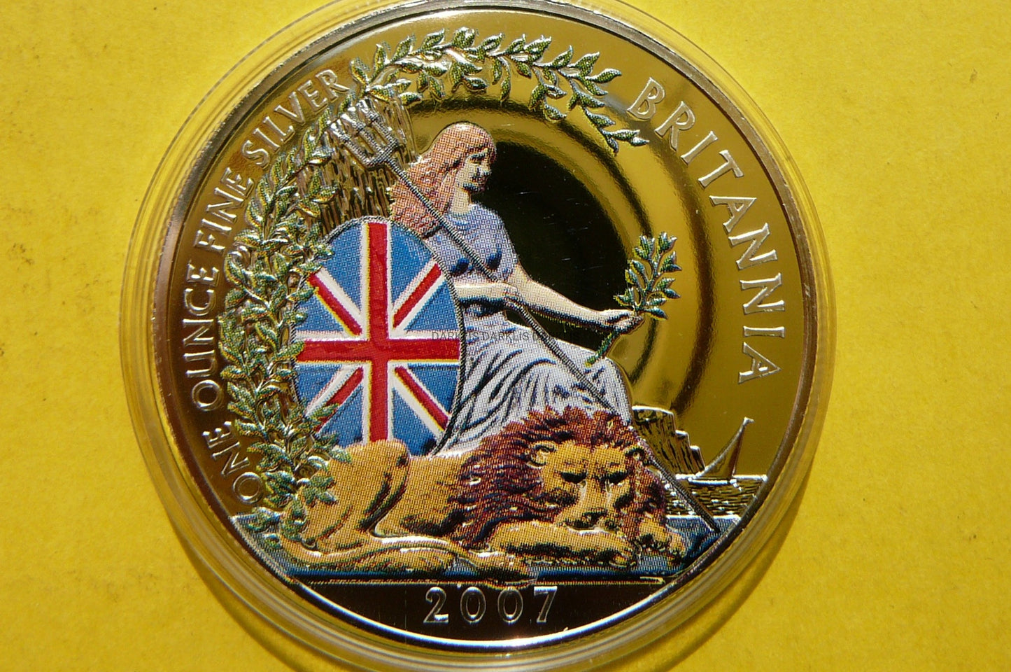 2 FUNT BRYTANIA 2007 LEW RYCERZ KOBIETA Ag99 KOLOR