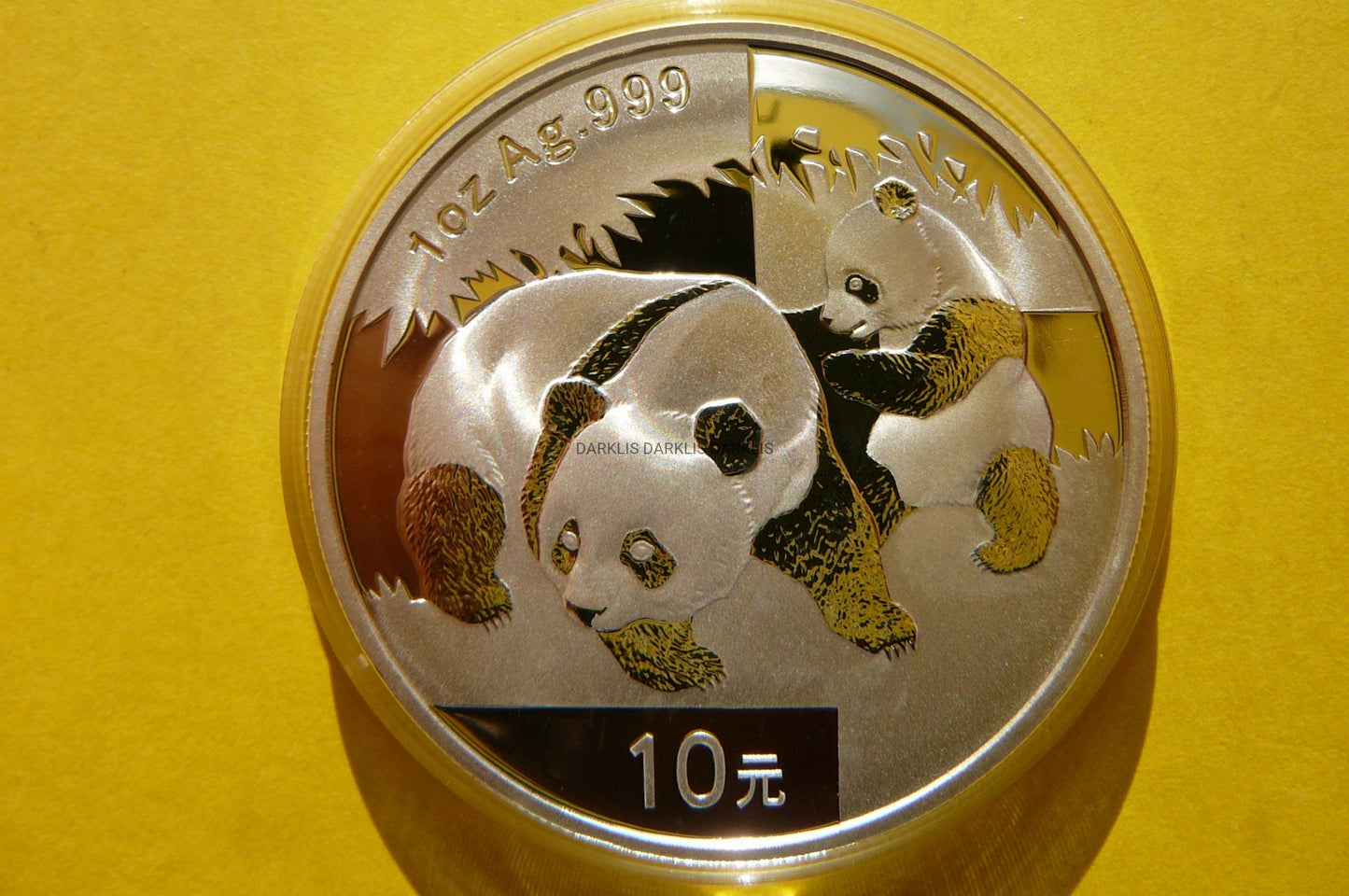 10 YUAN CHINY 2008 PANDA WIELKA SREBRO 999 UNCJA