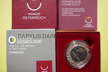 25 EURO-AUSTRIA 2015- KOSMOLOGIA -SREBRO +NIOB+CER