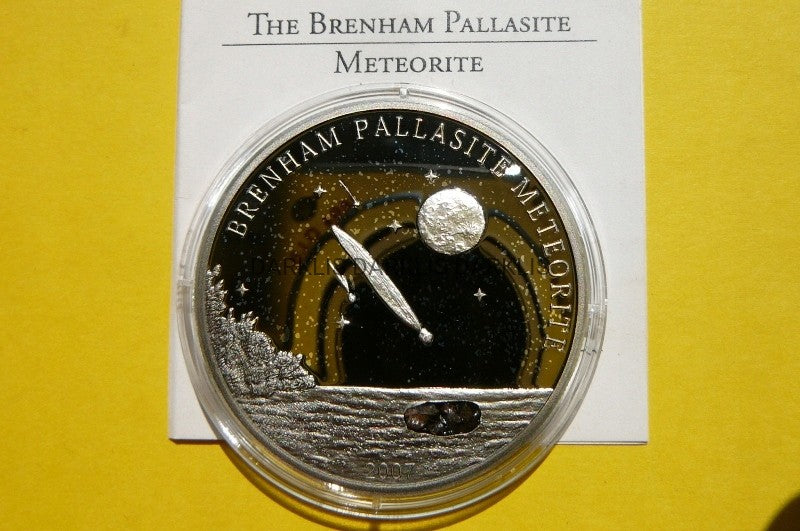 5$ COOK ISLANDS 2007 METEORYT BRENHAM PALLASYT+CER