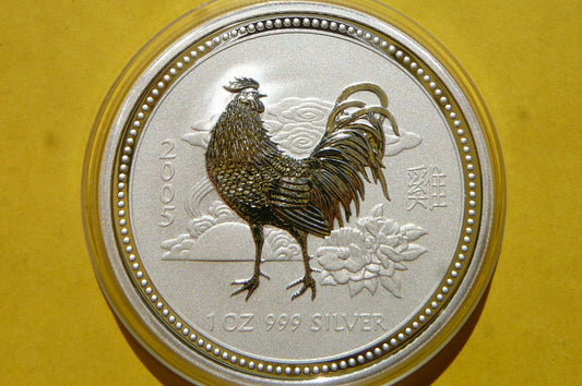 1$ AUSTRALIA 2005 ROK KOGUTA LUNAR SREBRO 999 Oz