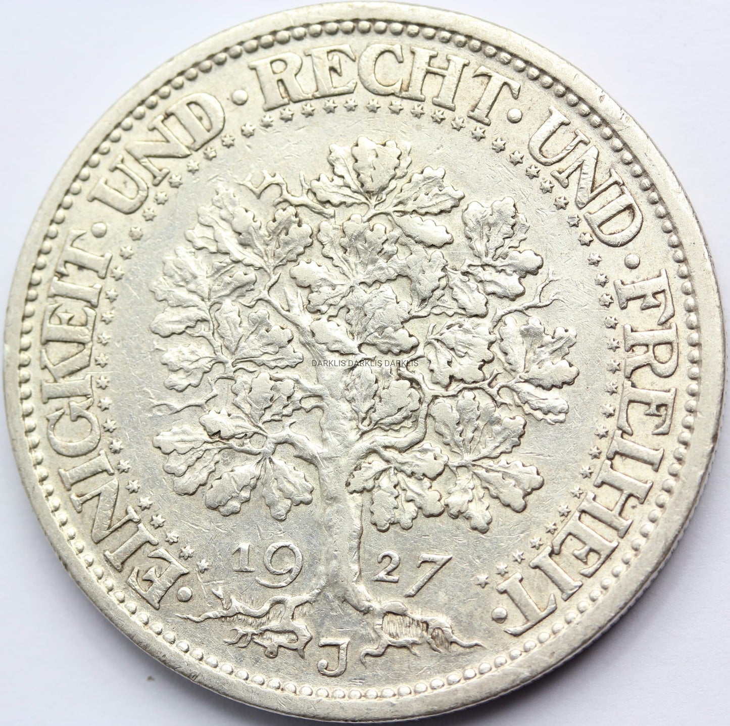 5 REICHSMARK WEIMAR 1927 J DĄB RZADKA SUPER STAN