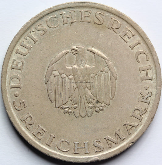 5 REICHSMARK WEIMAR 1929 F GOTTHOLD LESSING RZADKA Nr.4