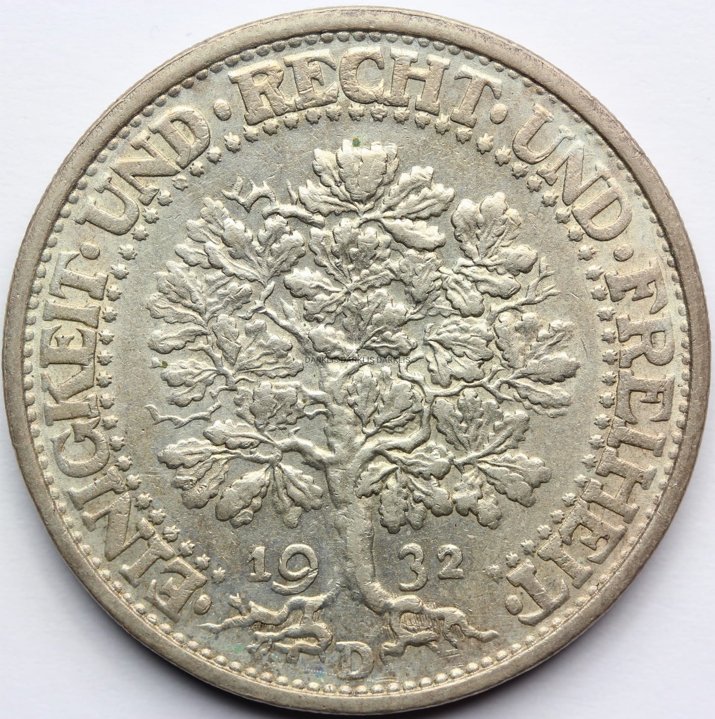 5 REICHSMARK WEIMAR 1932 D DĄB RZADKA SUPER STAN Nr.2