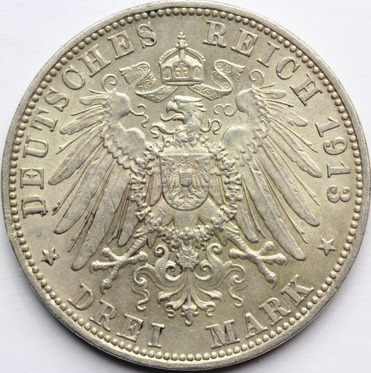 3 MARKI KAISERREICH SAKSONIA-MEININGEN 1913 RZADKA Nr.16