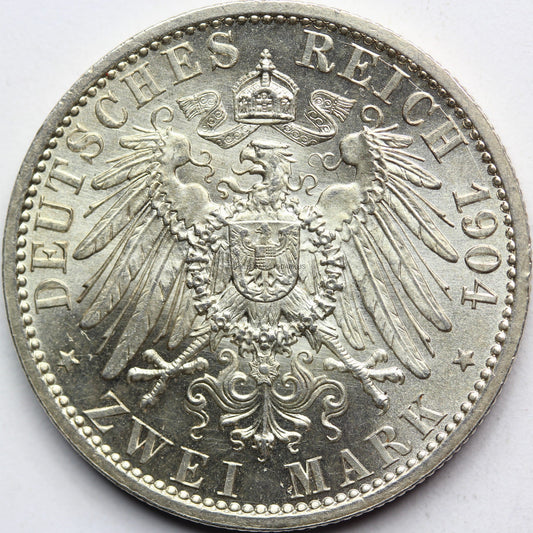 2 MARKI KAISERREICH MECKLENBURG-SCHWERIN 1904 UNC Nr.12