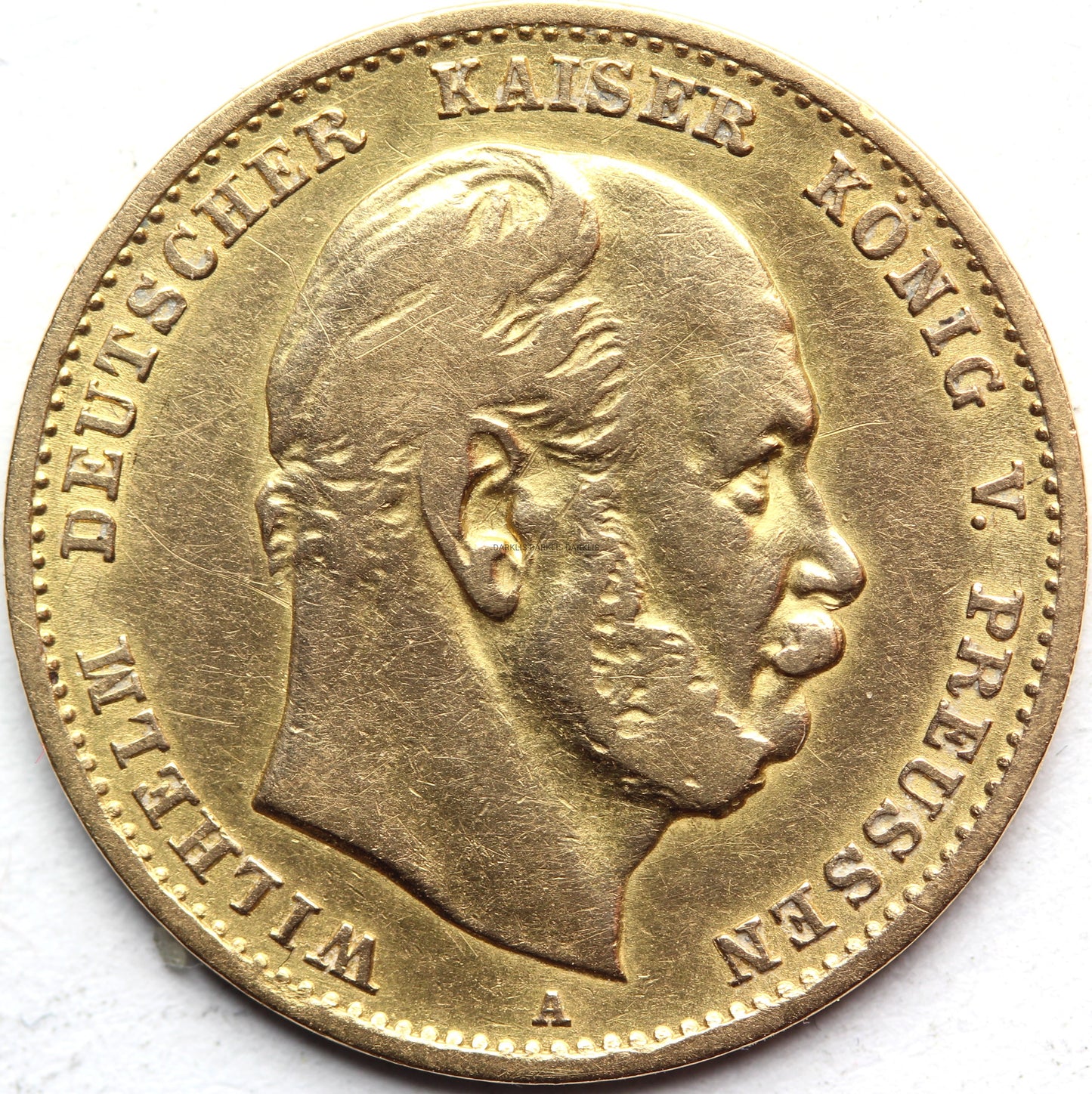 10 MAREK KAISERREICH PRUSY 1875 A WILHELM ZŁOTO Nr.2
