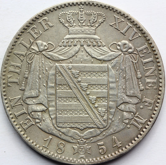 TALAR SAKSONIA 1854 FRYDERYK AUGUST II RZADKI Nr.7