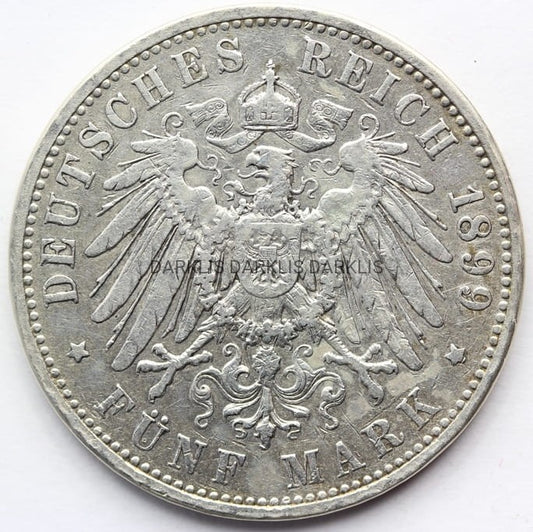5 MAREK KAISERREICH PRUSY 1899 WILHELM II Nr.2