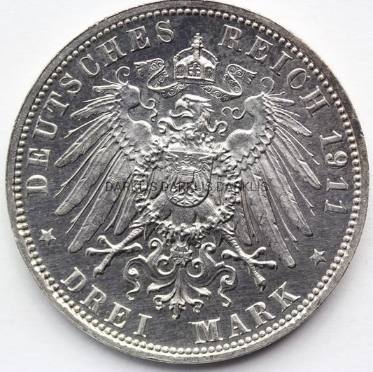 3 MARKI KAISERREICH BAWARIA 1911 LUITPOLD PROOF