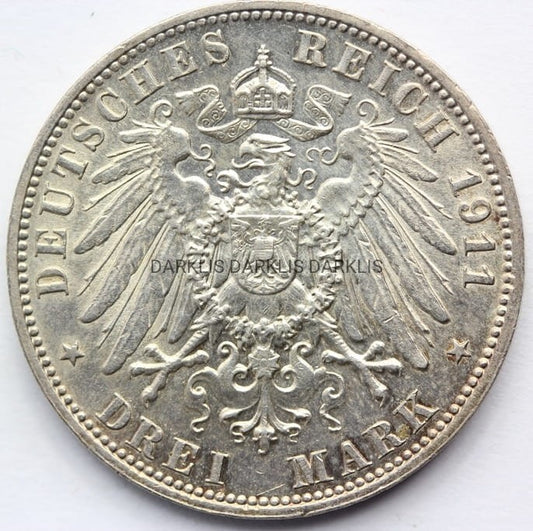 3 MARKI KAISERREICH SAKSONIA 1911 ORYGINAŁ STAN! NR.1