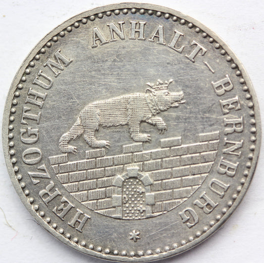 1/6 TALAR NIEMCY ANHALT BERNBURG 1856 RZADKA
