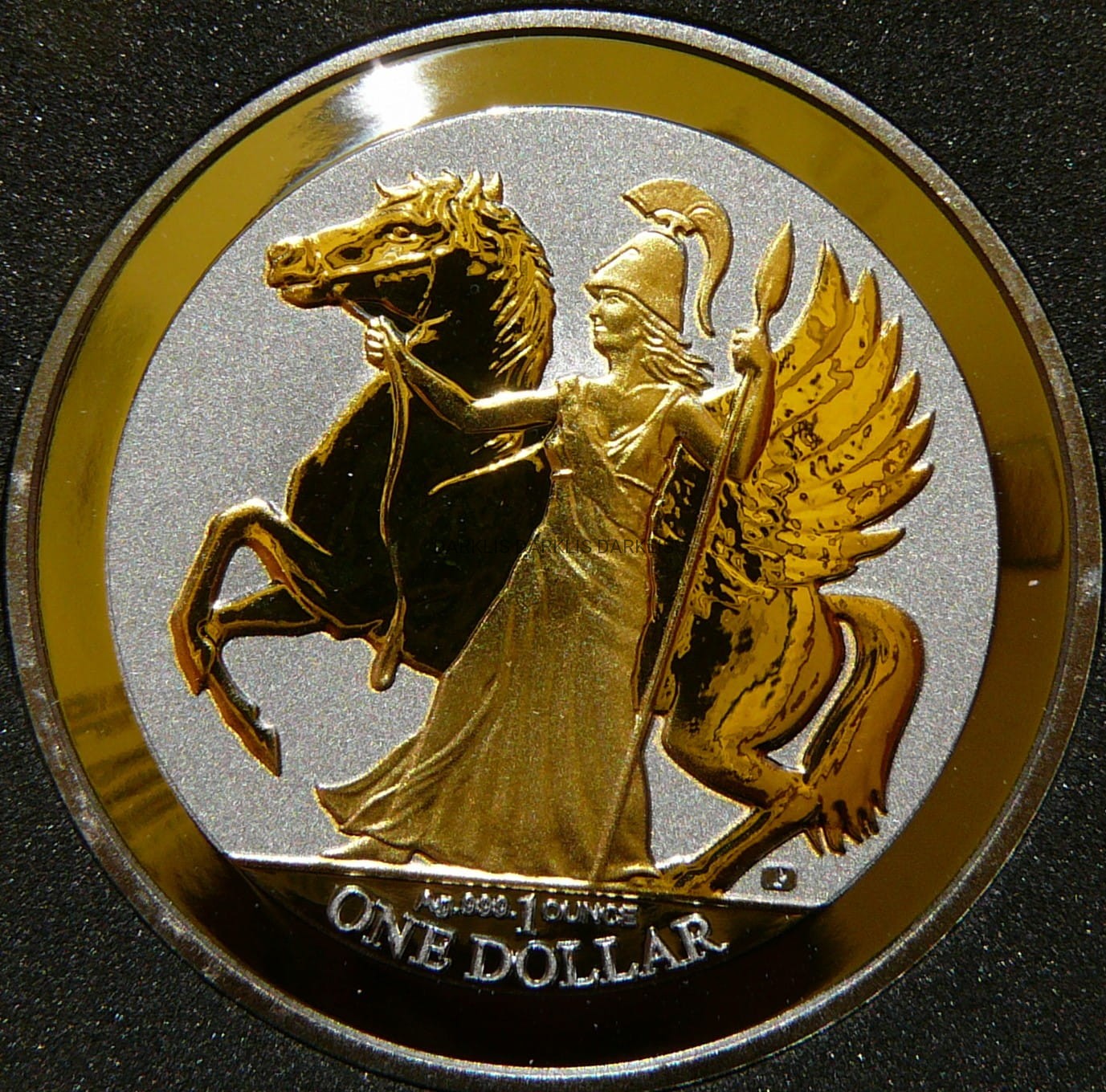 1$ WYSPY DZIEWICZE 2017 BRYTANIA KOŃ Ag/Au RUTHEN +CER