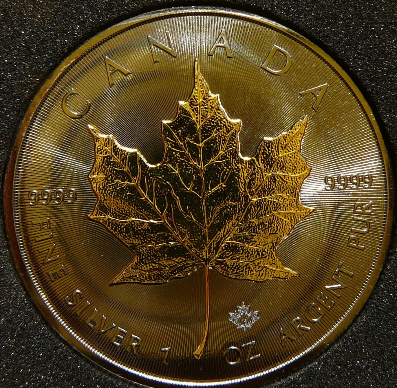 5$ KANADA 2016 MAPLE LEAF LIŚĆ KLONU Ag/Au RUTHEN