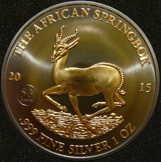 1000 FR GABON 2015 SPRINGBOK Ag/Au Oz RUTHEN +CER