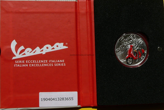 5 EURO WŁOCHY 2019 VESPA CZERWONA IKONA STYLU RZADKA