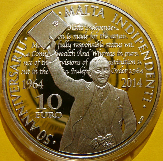 10 EURO MALTA 2014 - 50 LECIE NIEPODLEGŁOŚCI RZADKA