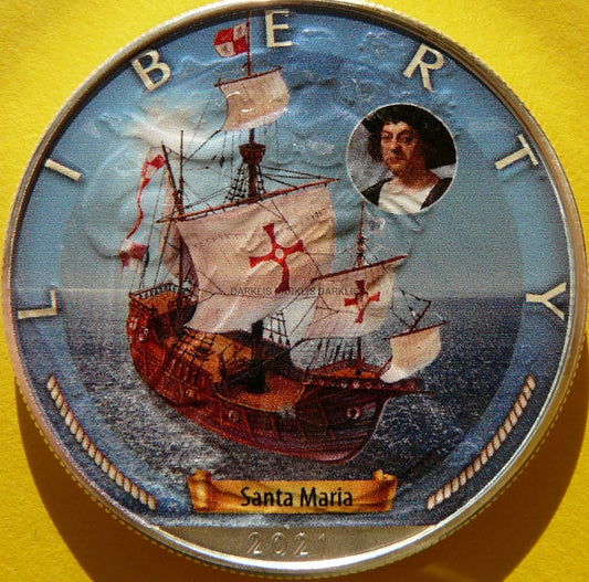1$ USA 2021 LIBERTY ŻAGLOWIEC SANTA MARIA WIEK ŻAGLI