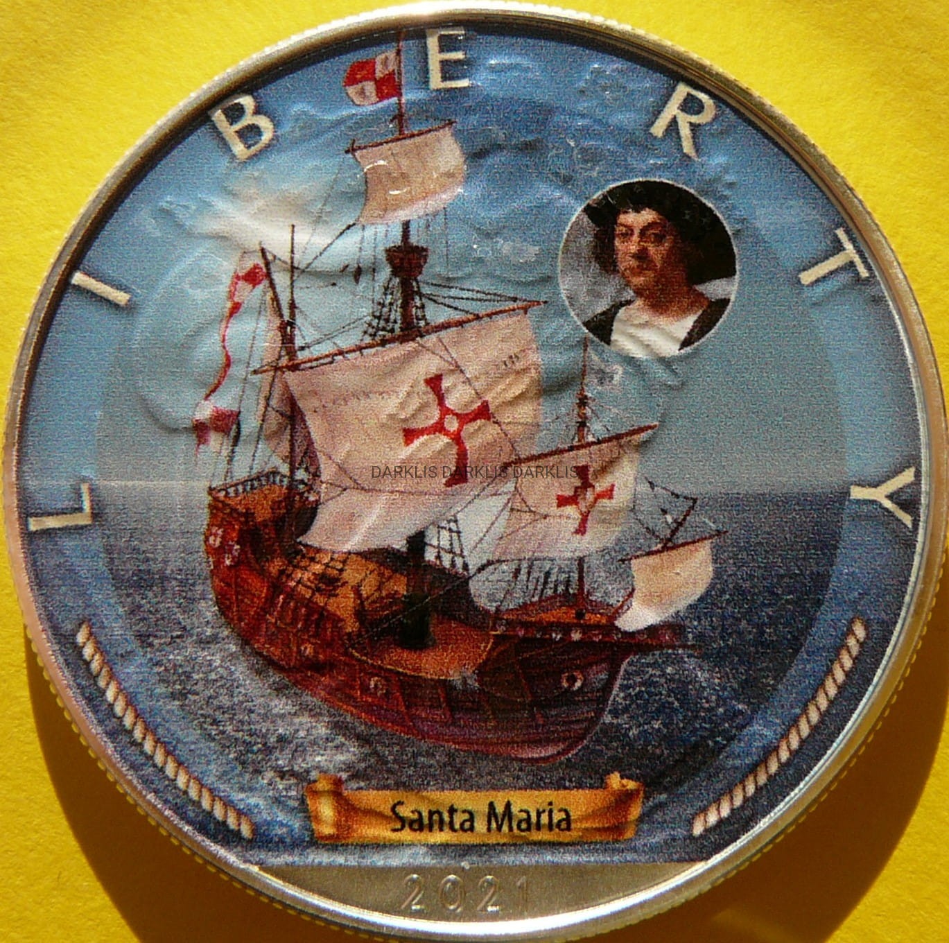 1$ USA 2021 LIBERTY ŻAGLOWIEC SANTA MARIA WIEK ŻAGLI