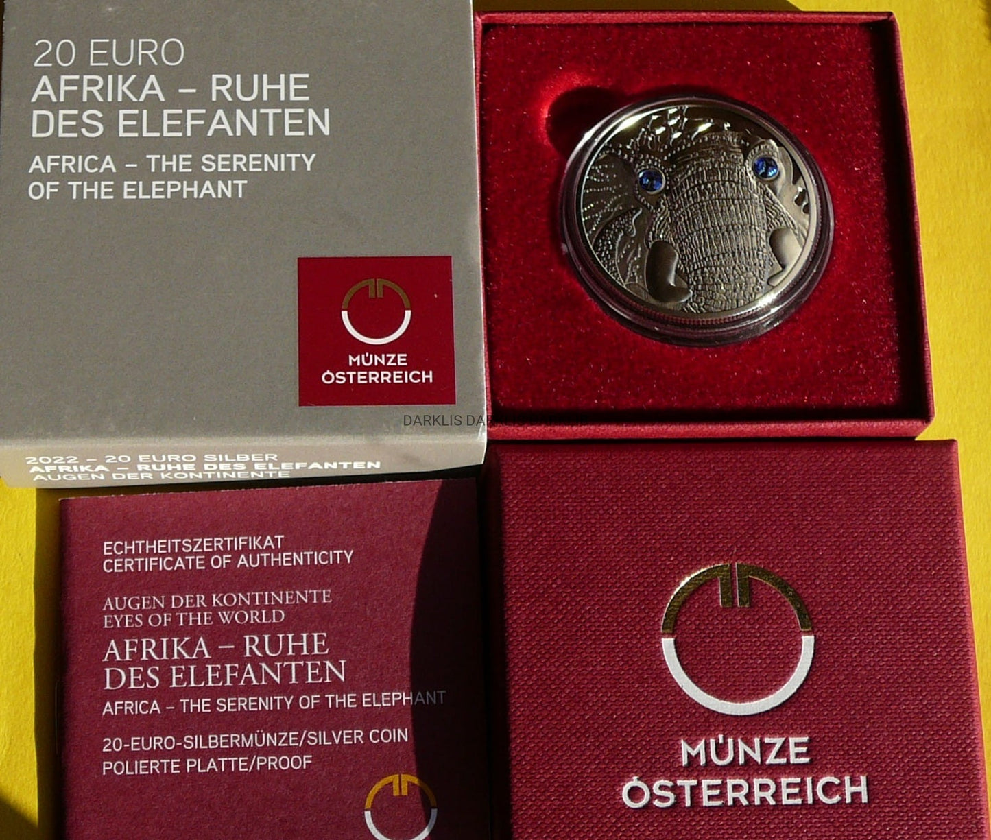20 EURO AUSTRIA 2022 SPOKÓJ SŁONIA AFRYKA KRYSZTAŁ +CER