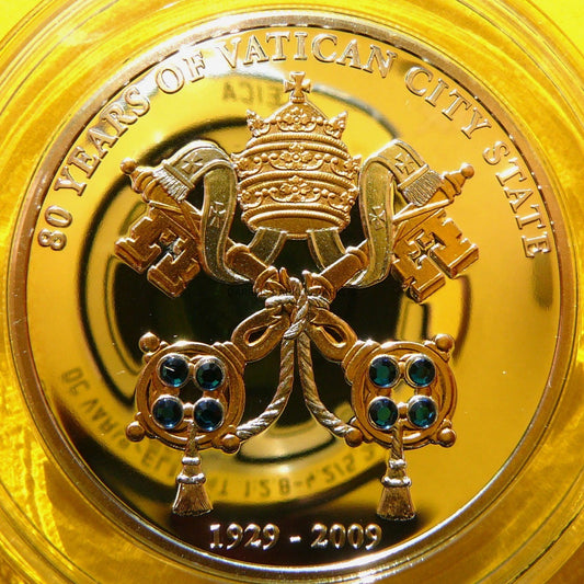 5$ COOK 2009 - 80 LAT WATYKANU HERB PAPIESKI SWAROVSKI