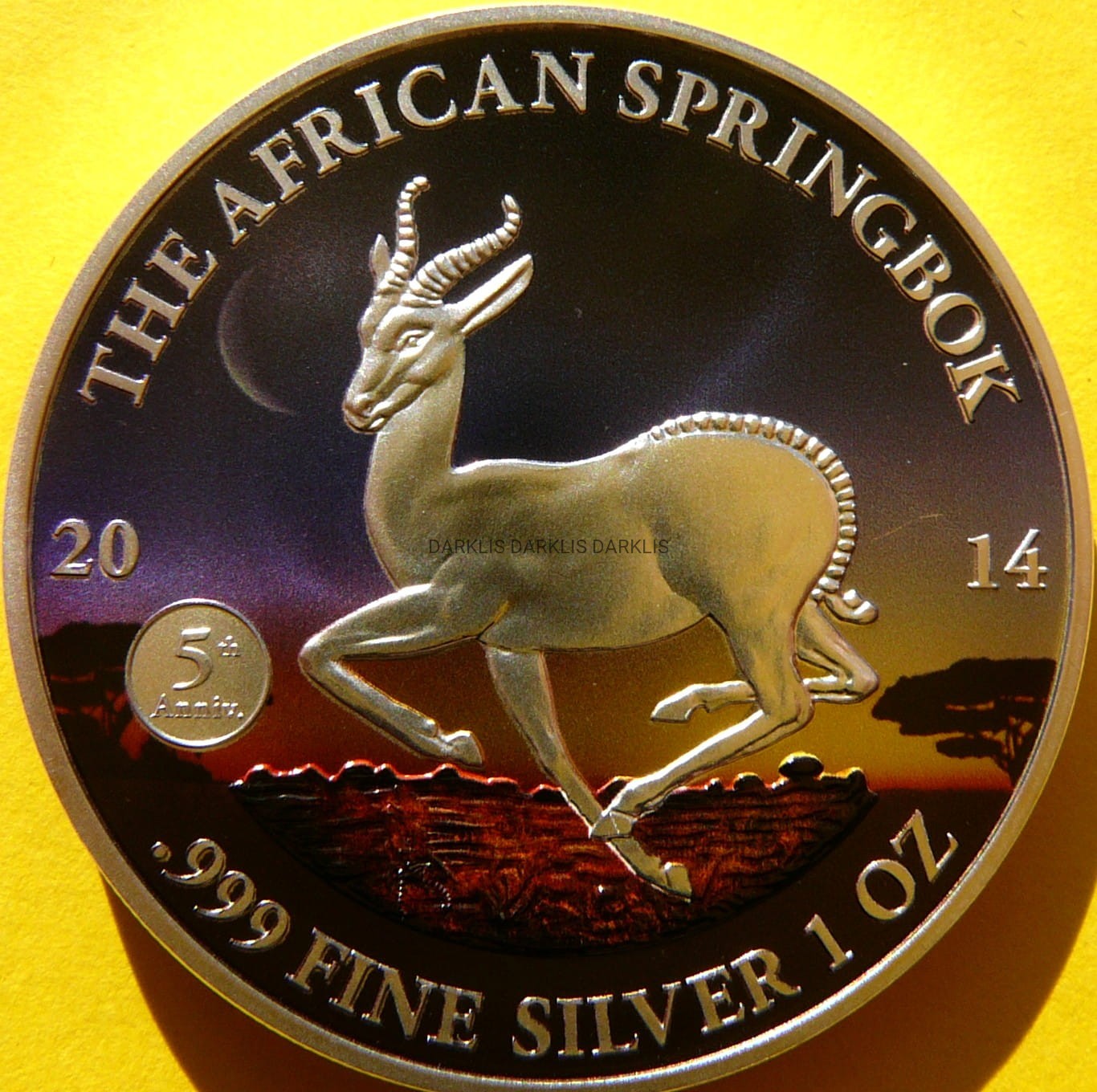 1000 FRANK GABON 2014 ANTYLOPA SPRINGBOK Ag Oz KOLOR