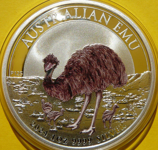 1$ AUSTRALIA 2024 STRUŚ EMU SREBRO UNCJA KOLOR