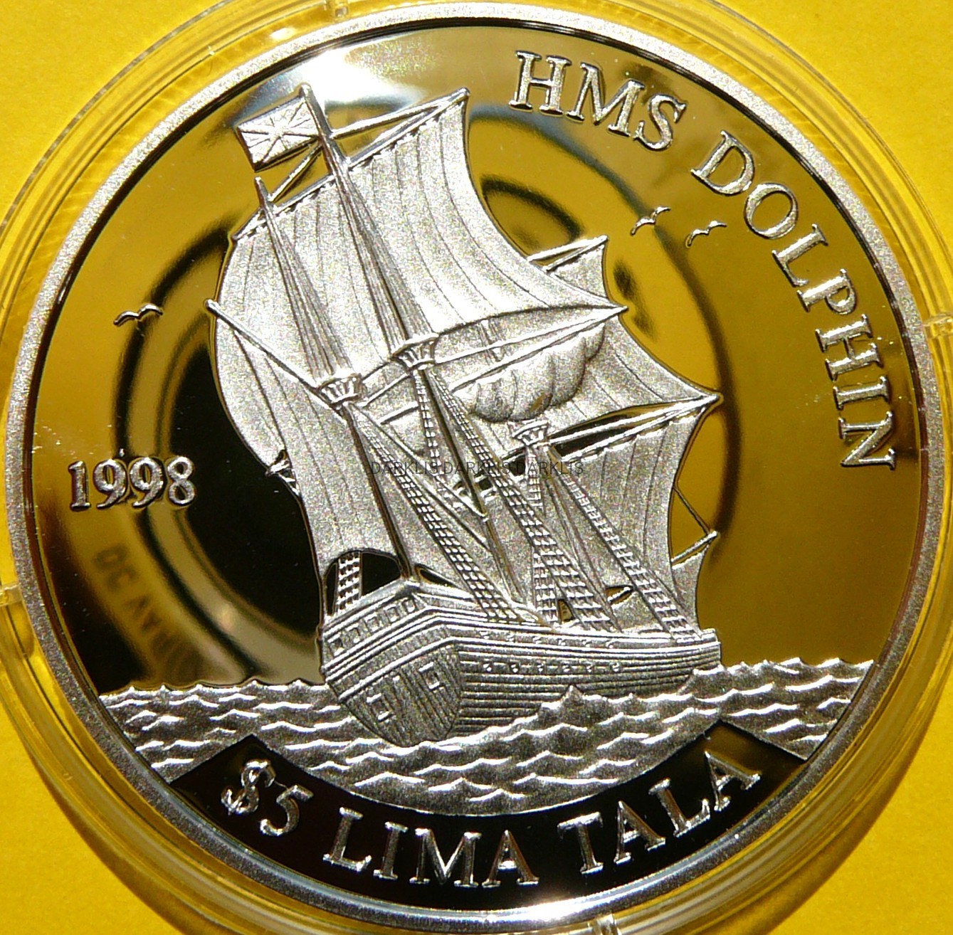 5$ TOKELAU 1998 ŻAGLOWIEC HMS DOLPHIN RZADKA