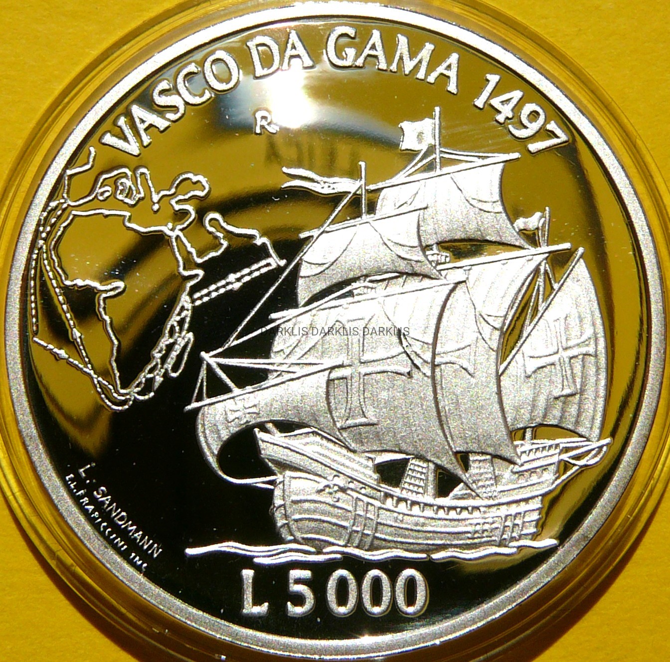 5000 LIR SAN MARINO 1997 ŻAGLOWIEC VASCO DA GAMMA
