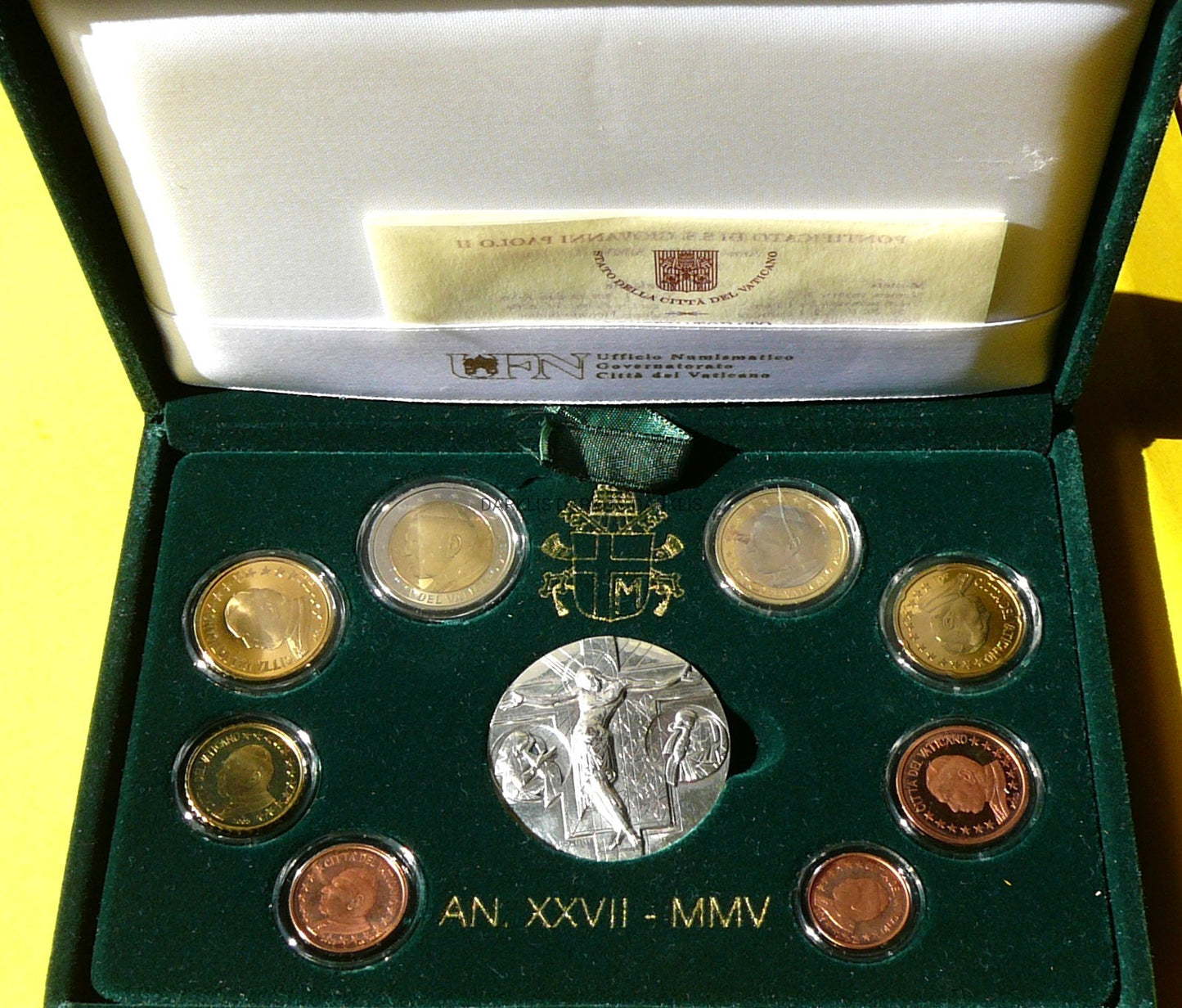 KMS EURO + MEDAL WATYKAN 2005 PAPIEŻ JAN PAWEŁ II PROOF