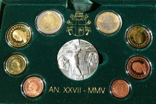 KMS EURO + MEDAL WATYKAN 2005 PAPIEŻ JAN PAWEŁ II PROOF
