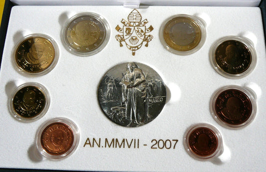 KMS EURO + MEDAL WATYKAN 2007 PAPIEŻ BENEDYKT XVI PROOF