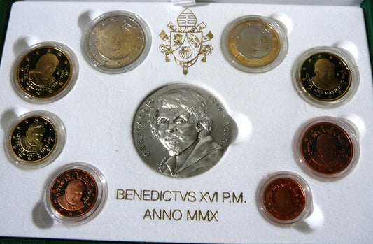 KMS EURO + MEDAL WATYKAN 2010 PAPIEŻ BENEDYKT XVI PROOF