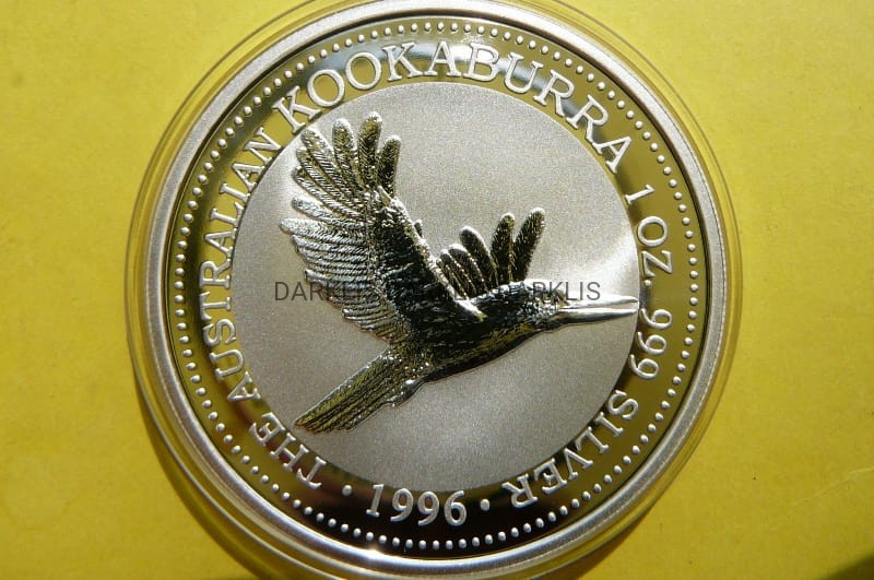 1$ AUSTRALIA 1996 PTAK KOOKABURRA ZIMORODEK Ag 999 Oz