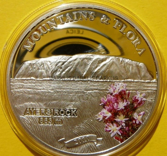 5$ PALAU 2010 MONOLIT AYERS ROCK GÓRY KWIATY Ag +CER