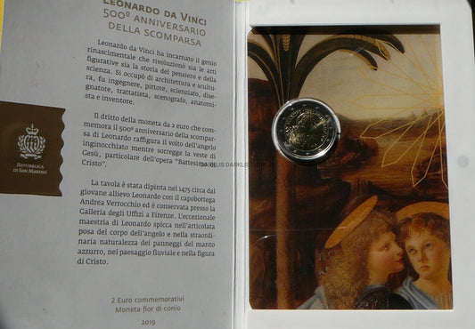 2 EURO SAN MARINO 2019 LEONARDO DA VINCI MENNICZA
