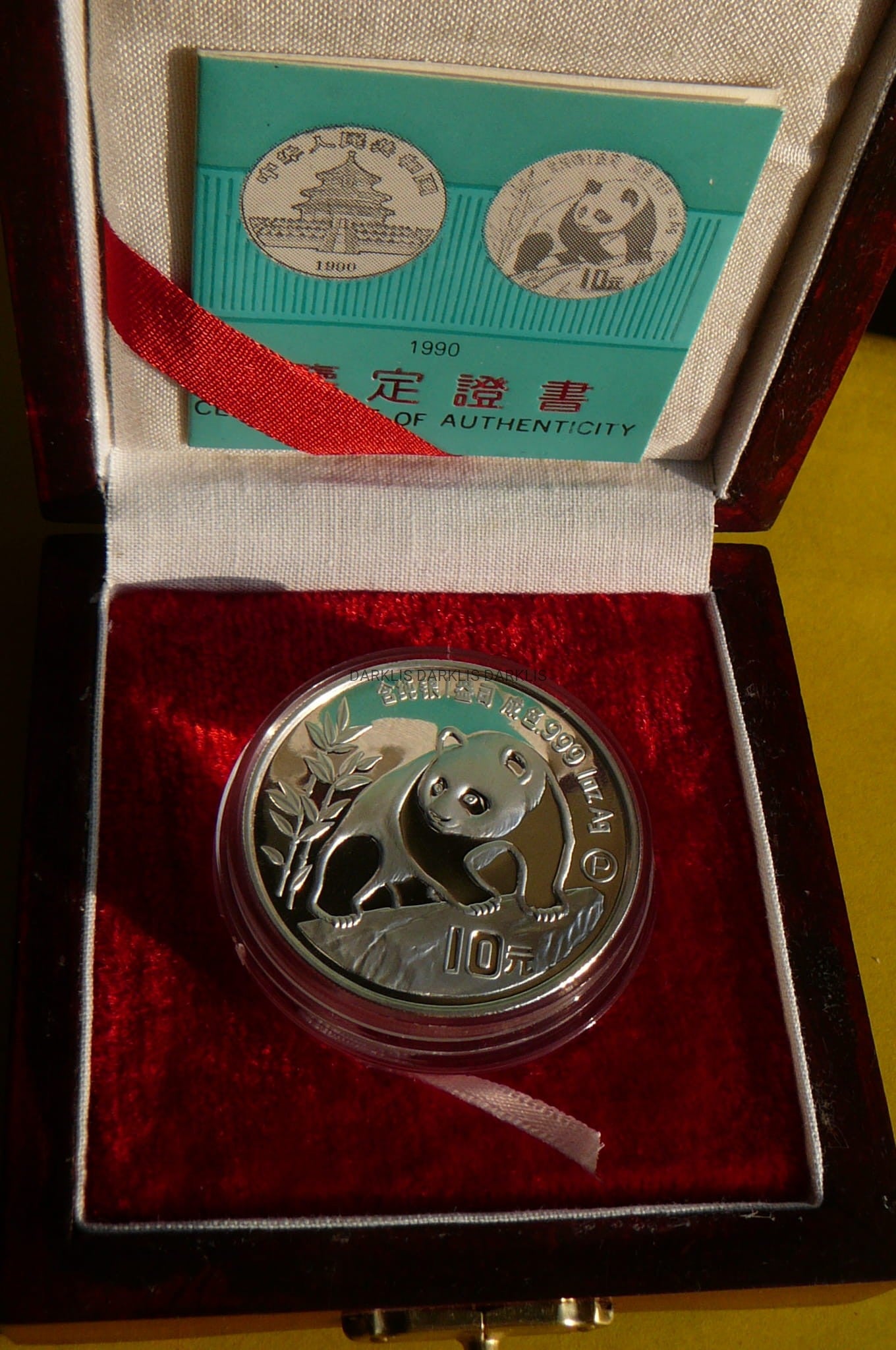 10 YUAN CHINY 1990 PANDA WIELKA Ag 999 Oz PRROF P