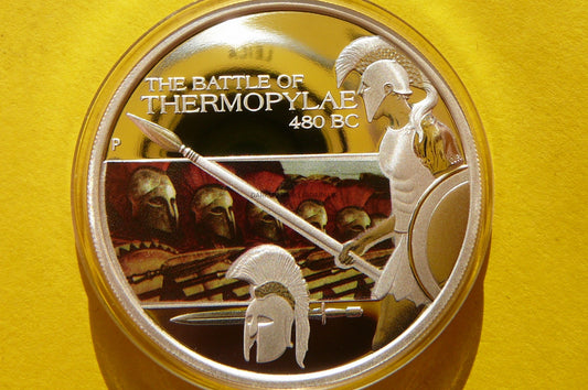 1$ TUVALU 2009 SŁYNNA BITWA POD TERMOPILAMI Ag Oz