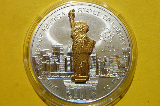 10$ COOK ISL 2006 STATUA WOLNOŚCI POMNIK Ag 999 Oz