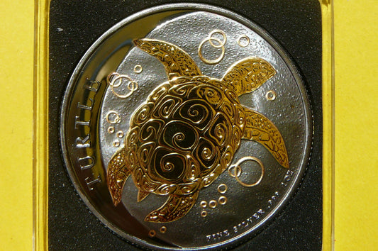 2$ NIUE 2021 ŻÓŁW SZYLKRETOWY Ag/Au Oz RUTHEN +CER