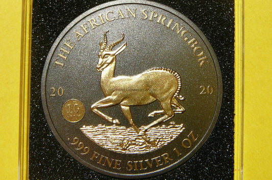 1000 FR GABON 2020 SPRINGBOK Ag/Au Oz RUTHEN +CER