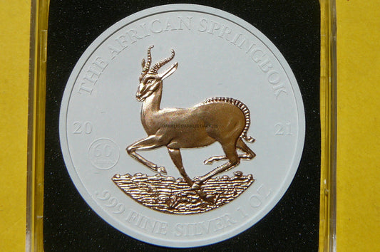 1000 FR GABON 2021 SPRINGBOK Ag/Au 999 Oz CERAMIK