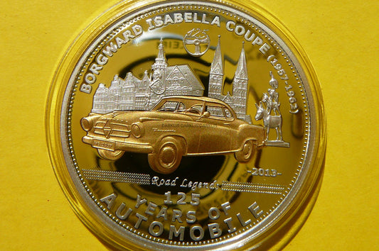 5$ PALAU 2013 AUTO BORGWARD ISABELLA Ag/Au 925 +CE