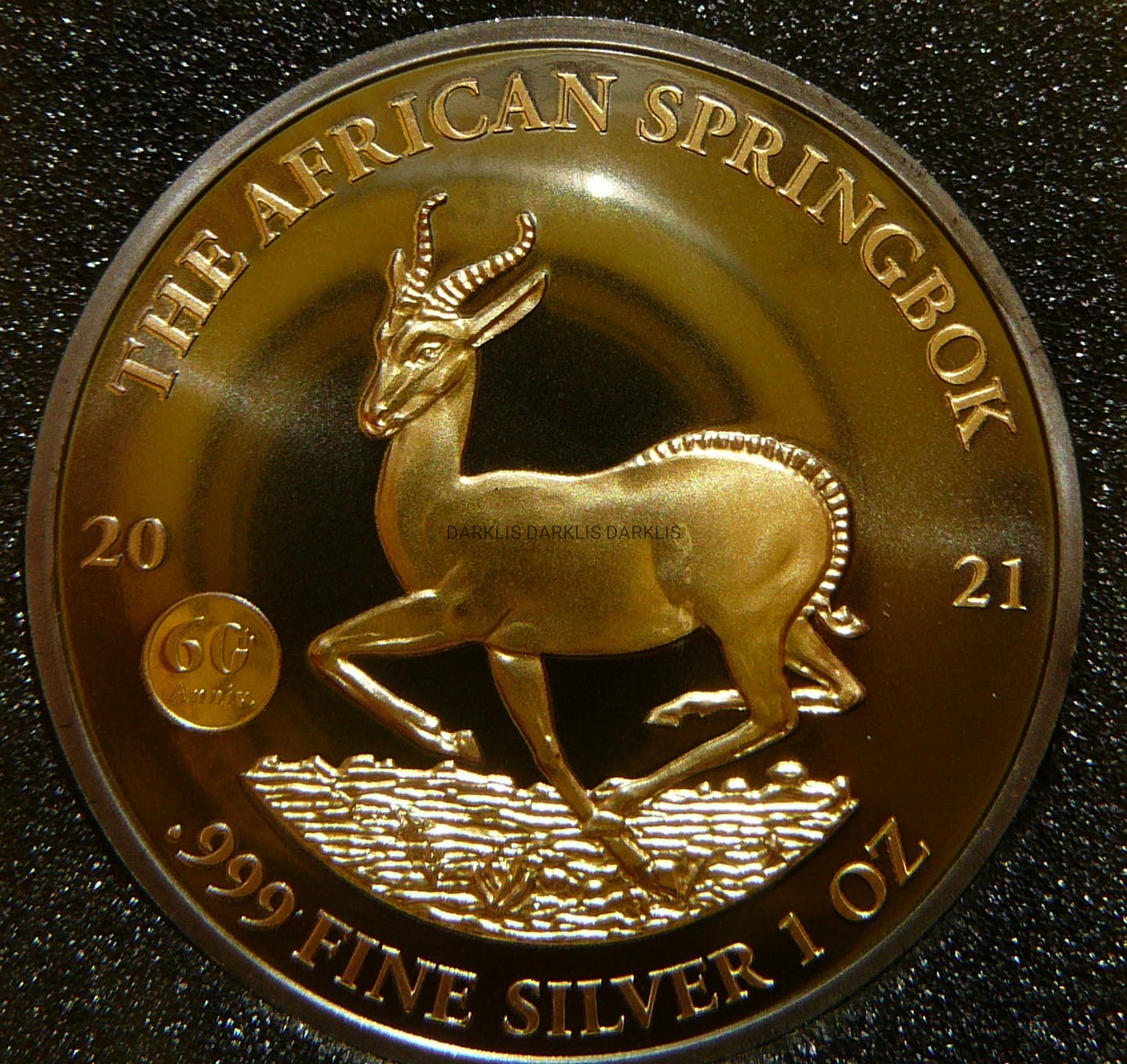 1000 FR GABON 2021 SPRINGBOK Ag/Au Oz RUTHEN +CER