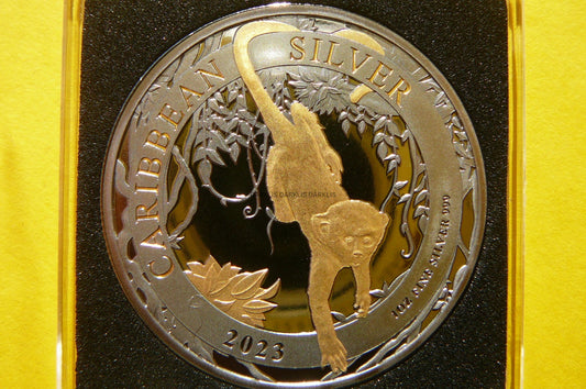 1$ BARBADOS 2023 ZIELONA MAŁPA Ag/Au RUTHEN +CER